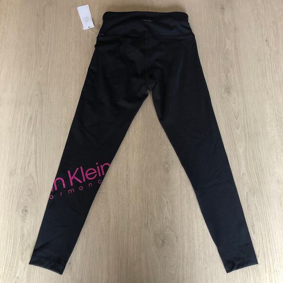 Calvin Klein Leggings Womens XS Black Pink Performance 7/8‎ Ankle Logo Spell Out - Picture 3 of 12